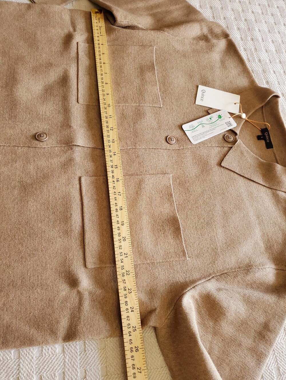 NWT Quince Eco-Knit Milano Stitch Oversized Shirt Jacket Shacket Warm Taupe - Picture 5 of 12